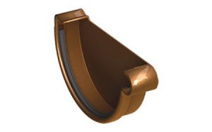 Заглушка желоба правая GALECO ПВХ, коричневый RAL 8019, D 124 мм