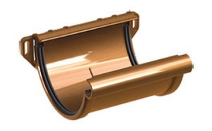 Соединитель желоба GALECO ПВХ, коричневый RAL 8019, D 124 мм